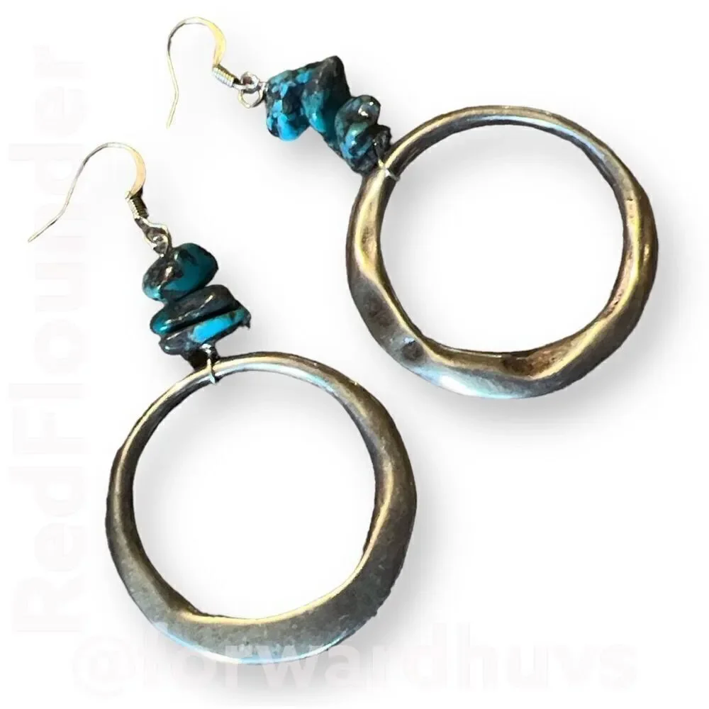 Bundle Sale 3 for $15 | Silver Tone Dangle Earrings with Turquoise Chips